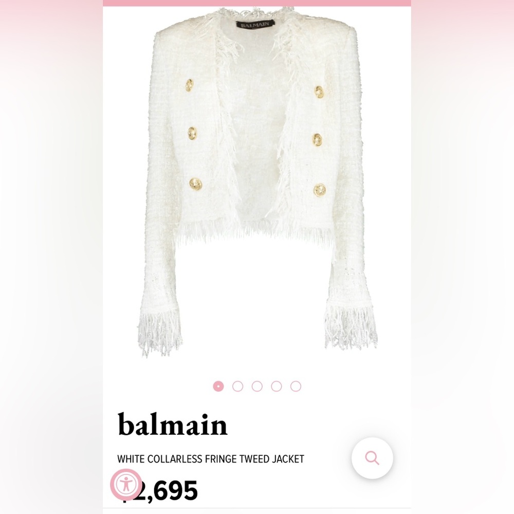 Balmain collarless fringe jacket